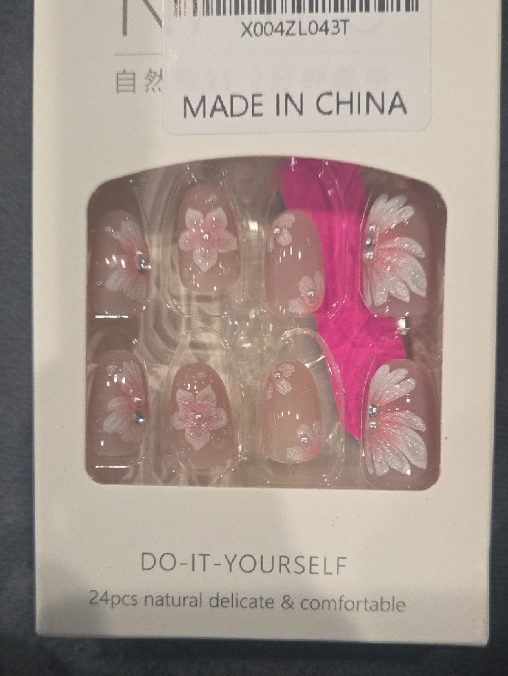 Pink Floral Short Oval Press-On Nails - Picture 7 of 7